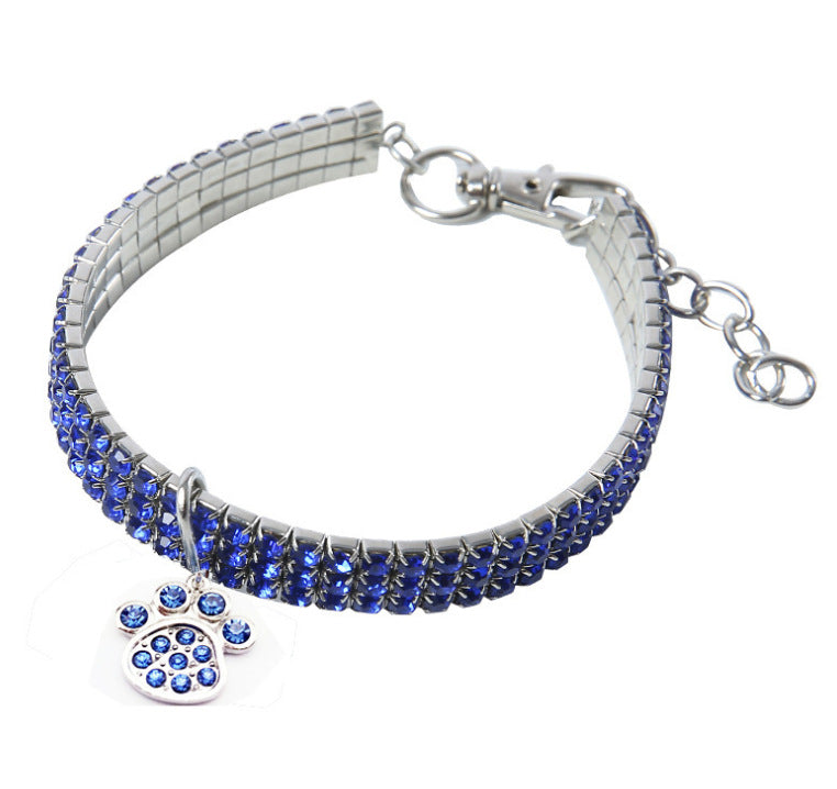Collar de cristal de mascota estirado al por mayor Rhinestone